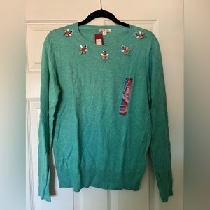 Merona Jeweled Neckline Sweater NWT